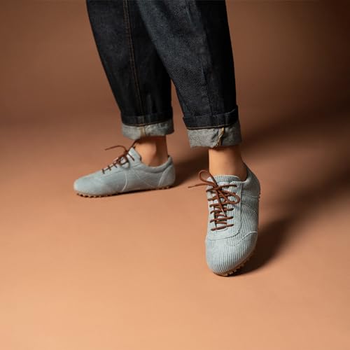 Image of Theater Women Combats Suede Sneakers | Soft Lace-Up Walking Shoes with Cushioned Grip Sole | Lightweight, Stylish & Comfortable Suede Footwear