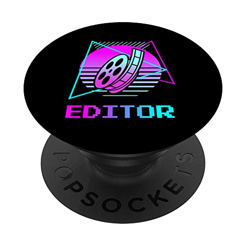 Retro Editor Video Edit Editing PopSockets Swappable PopGrip, Black