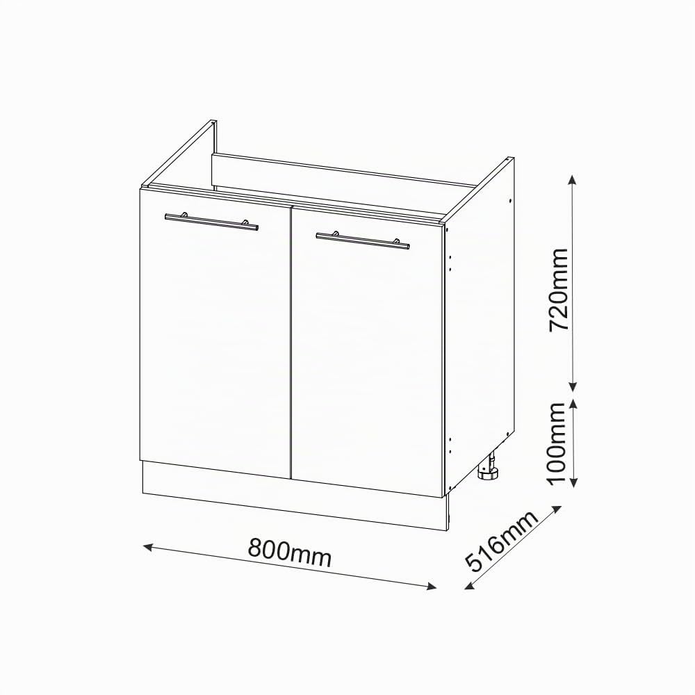 Vicco Mobile lavello cucina Fame-Line, Verde-oro rustico, 80 cm senza piano di lavoro, per la combinazione con altri moduli della serie Fame-Line