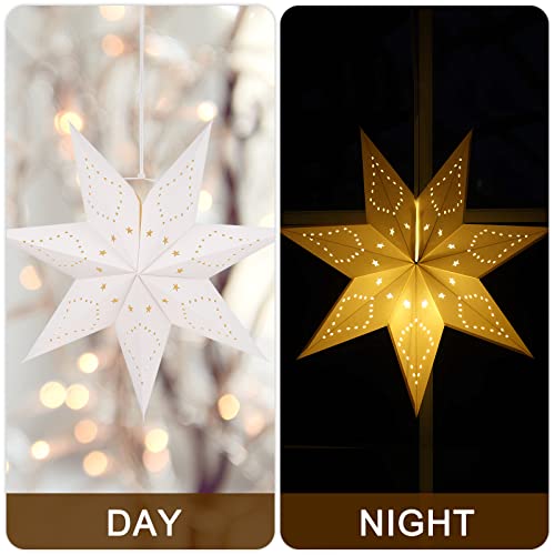 Lioobo Paper Star Lantern, Paper Stars Lamp Shade, Christmas Star Lights, Hollow Out Hanging Stars Ornament For Wedding Birthday Party Home Decor #TOP4