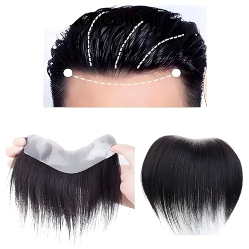 Image of Front line Frontal Hair Patch for Men 100% Natural Human Hair Wigs with Wide PU Border for High Durability AAA Grade Mens Hair Toupee (Front Line Hair Patch)