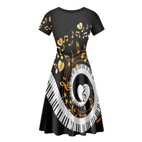 Image of HUGS IDEA Womens Puffy Swing Midi Dress Round Neck Short Sleeve Party A-Line Dresses