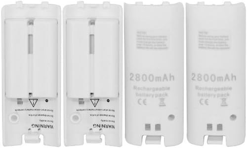 USB Powered Charging Station Dock Stand and 4 Batteries for Nintendo Wii, White, 12