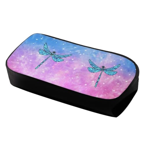 Image of Preppy Pencil Case for School Supplies,Dragonfly Pencil Pouch with Zipper,Cute Pink Pencil Bag for Office Supplies,Aesthetic Pen Case Box for Kids Teen Girls Adults