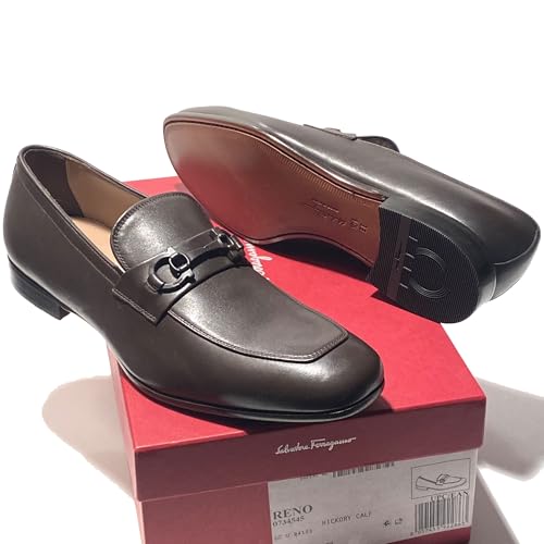 Gancini Brown Hickory Calf Matte Leather Reno Men's Dress Bit Loafers Slip-on Salvatore3