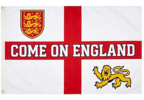 St. George Cross Football Fan Banner England Flag - 3 x 5ft Premium Polyester Banner with Grommets - Patriotic Support Flag for Football Cricket Home Decorative St. Georges Day Euros World Cup