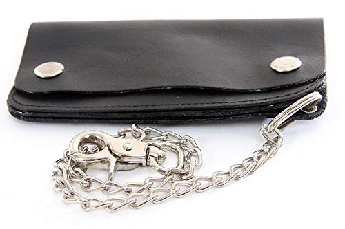 Men's Genuine Leather Biker With Chain Wallet 6.25x3.5 inches