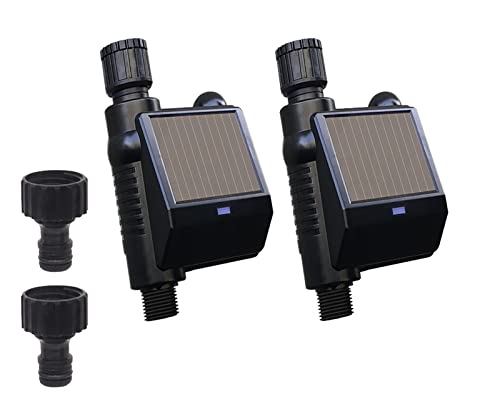 太陽エネルギー散水タイマースマートスプリンクラー灌漑点滴システムボールバルブ水コントローラガーデンサポートスマートワイヤレス制御(2PCS Timers)
