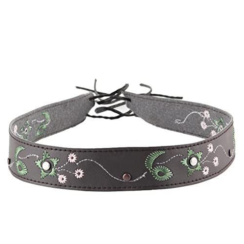 Hat Bands For Cowboy Hats Ethnic Retro Decorative Embroidery Pu Leather Belt Decoration Accessories Clothing Head Wear Dark Grey #TOP29