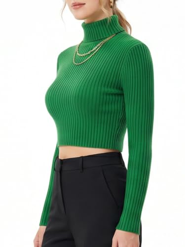 Image of MixMatchy Women's Cropped Ribbed Turtleneck Sweater