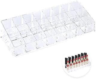 Dadabig Lipstick Organizer, Acrylic Lipstick Holder Clear Transparent Make Up Holder Cosmetic Lipgloss Organizer for brushes lip gloss nailpolish perfume storage, 24 Slot