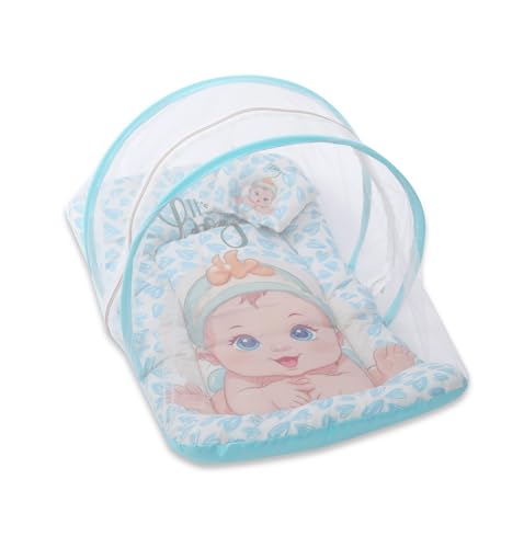 Image of Mommers Baby Folding Mosquito net, Umbrella Net for Travel and Bed, Breathable Mosquito Protection for Kids (0 to 6 Months) Blue