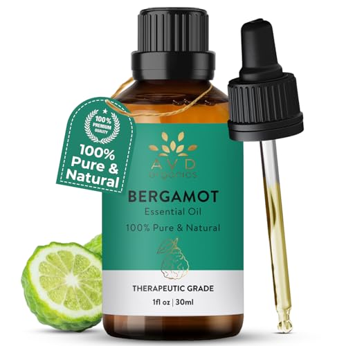 AVD ORGANICS Olio essenziale di bergamotto da 30 ml | 100% pura qualità terapeutica per aromaterapia diffusori profumi per ambienti sapone e candele. 1 fl. oz. oz. oz.