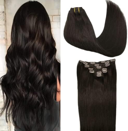 GOO GOO Human Hair Extensions Clip In Dark Brown Remy Straight Thick 120g Real Natural Hair Extensions 18 Inch
