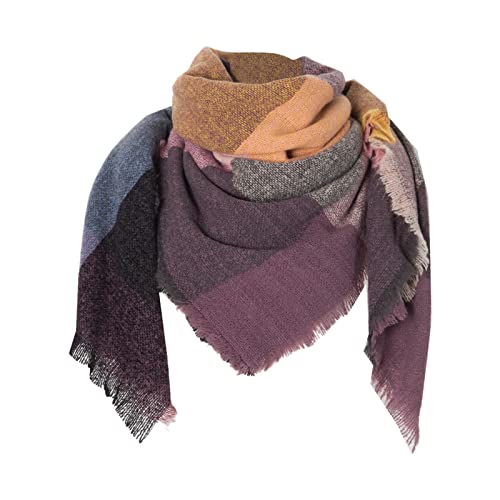 Women Fall Scarves Women Warm Winter Fall Blanket Scarf Stylish Soft Chunky Checked Giant Scarves Shawl Cape