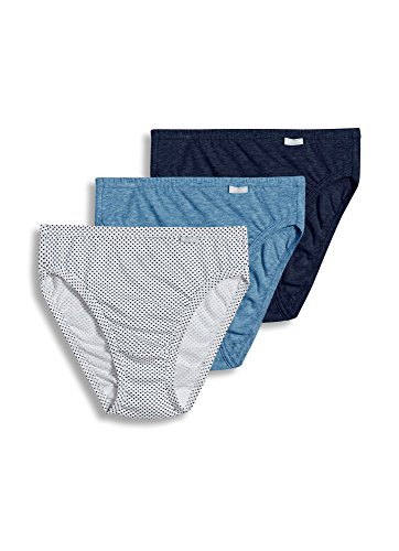 Image of Jockey Women's Plus Size Elance French Cut 3-Pack Deep Blue Heather /Deep Blue Dot /Sea Blue Denim Heather Briefs 5XL (US 11)