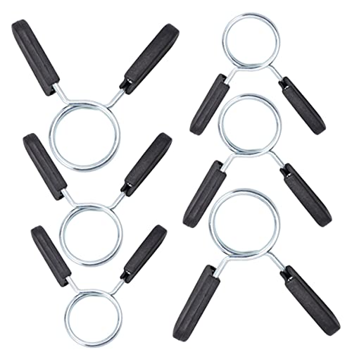 BCOATH 6pcs Snap Spring Buckle Barbell Clamps Steel Buckle Body for Weightlifting Gym Equipment
