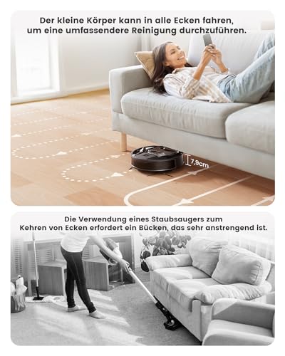 LEFANT M320 Saugroboter mit Wischfunktion 3 in 1, 6000Pa Staubsauger Roboter mit Präzise-Entfernungs-Navigation, Sichtbar 800ML Staubbehälter, 210Mins, WLAN/App, Ideal für Tierhaare, Teppiche – Bild 5