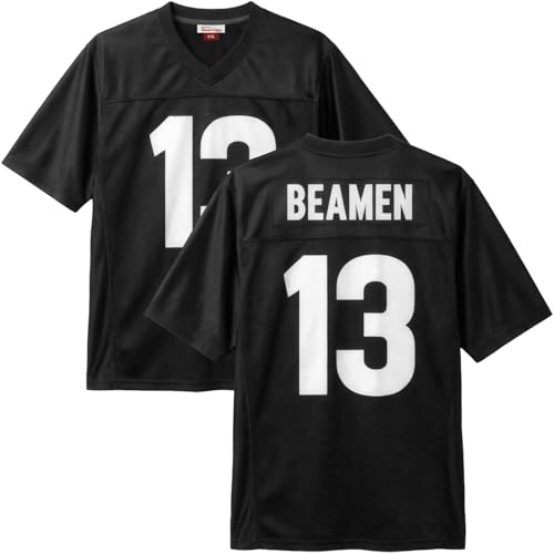 UNLC Mens Willie Beamen #13 Football Jersey - with Durable Polyester and Breathable Mesh Stitched Letters Black Adult 2X-Large
