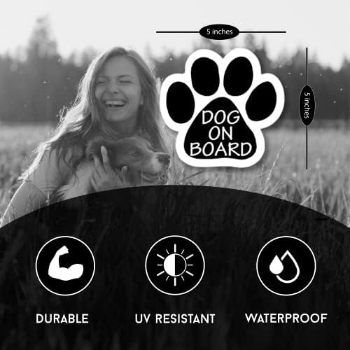 Image of Dog on Board Cute Pawprint Car Magnet 5 Inch, Dog Lover Gift