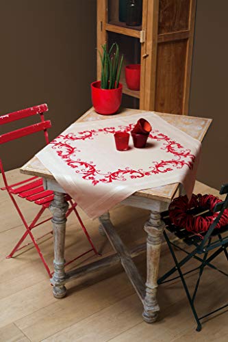 Image of Vervaco Cross Stitch Tablecloth Kit Red Decoration 32 inch x 32 inch