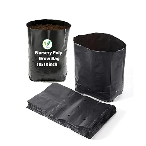 Image of IAgriFarm UV Protected Poly Grow Bag /Nursery Plant Bags, 18x18 inch, 25 Qty, Black