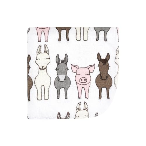 Image of Hudson Baby Unisex Baby Flannel Cotton Poly Washcloths, Farm Friends Pink 10Pk, One Size