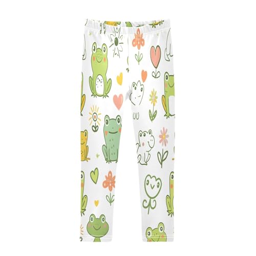 Toddler Girls Leggings Printed Yoga Pants Leggings Cute Frog Line Hand Drawn for Kids