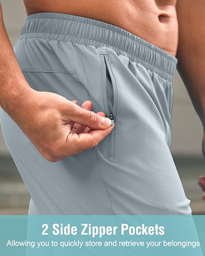 Image of G Gradual Men's Athletic Running Shorts with Zipper Pockets Quick Dry 7 inch / 5 inch / 9 inch Workout Gym Shorts for Basketball Hiking