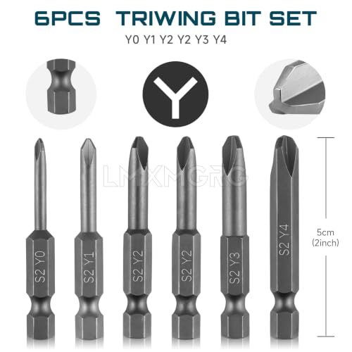 Image of Triwing Screwdriver Bits Set 6pcs Y0 Y1 Y2 Y2 Y3 Y4 Y Tip Screwdriver Bits Magnetic Screwdriver Bits(50mm)