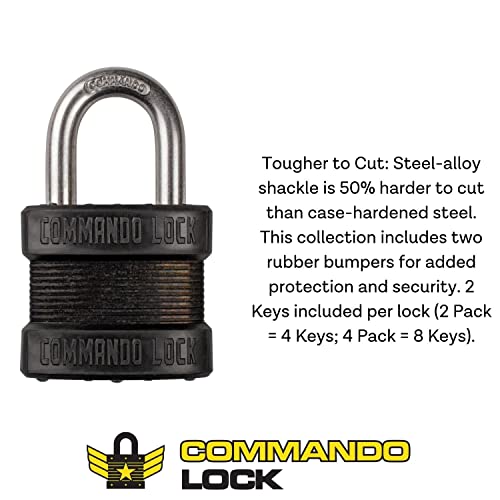 Commando Lock | Blackout Laminated Steel Padlock | Military-Grade | Gun Case Locks (2 Pack) #TOP3