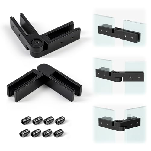 Muzata 2Pack Adjustable Glass to Glass Clamp 90-180-270 Degree Railing Clamp Fit for 3/8