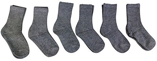 12 pairs of Yacht & Smith's children's classic crew socks with full cushion cotton blend, gray sock size