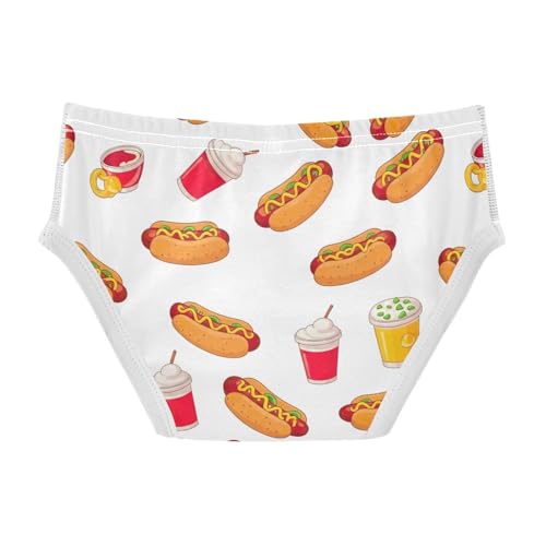 CHIFIGNO Underwear for Boys Cute Cartoon Hot Dogs White Cotton Boy Briefs Printed Soft Underwear Briefs2