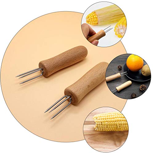 Espetos de aço inoxidável Cabilock 8 peças com cabo de madeira para cozinhar em casa e grelhar churr