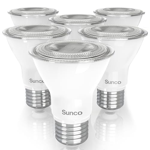 Sunco 6 Pack PAR20 LED Bulbs Flood Light Bulb 500 LM 7W (50W Equivalent) 3000K Warm White E26 Medium Base Dimmable Track Lighting for Indoor/Outdoor Use Wet Rated UL