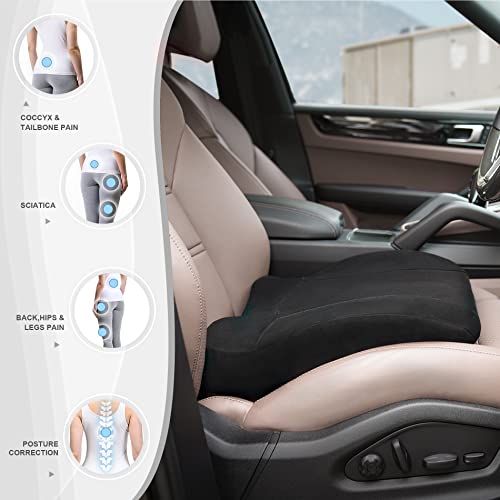 Speedwow Car Seat Cushion,Comfort Memory Foam Car Cushions For Driving-Sciatica & Lower Back Pain Relief, Car Booster Seat Cushion For Driving,Suitable For Truck,Office Chair,Wheelchair (Black) #TOP4