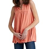 Lucky Brand Women's Sandwash Ruffle Tunic, Persimmon, XL