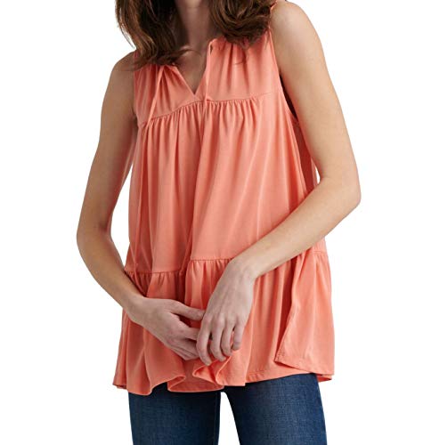 Lucky Brand Women's Sandwash Ruffle Tunic, Persimmon, XL