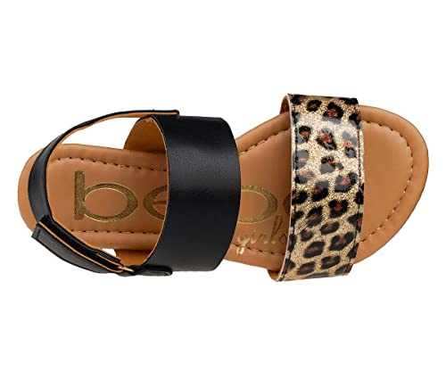 Image of bebe Girl's Sparkly and Strappy Glitter Leatherette Flat Sandals with Adjustable Strap (Toddler /Little Kid)