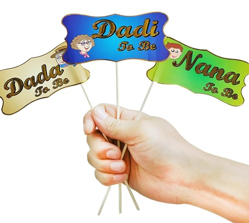 Image of Rozi Decoration Family Photobooth Props Set of 18 | Golden Foil Letter Shining Props for Wedding, Naming Ceremony, Baby Shower, Bride & Family | Party Photo Accessories