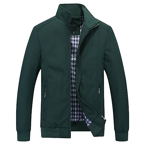 Allthemen Chaqueta de Hombre con Cuello Alto Chaqueta de Entretiempo Chaqueta Deportiva de Ocio de otoño Chaqueta Bomber Verde 1 XXL