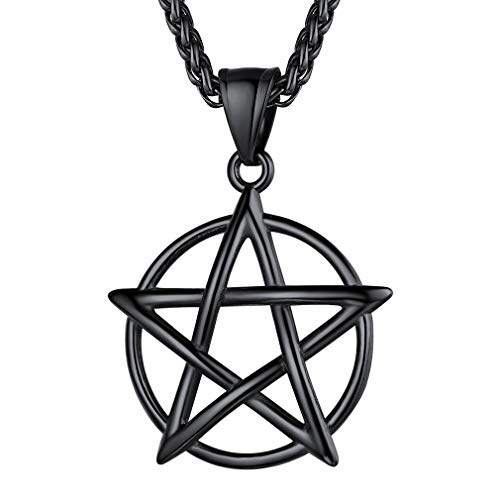 FaithHeart Leviathan Satanic Brimstone Cross Necklace, Gold Plated Stainless Steel Satan Church Jewelry, Alchemical Symbol for Brimstone Pendant Satan Goat Necklaces for Men with Gift Box 01