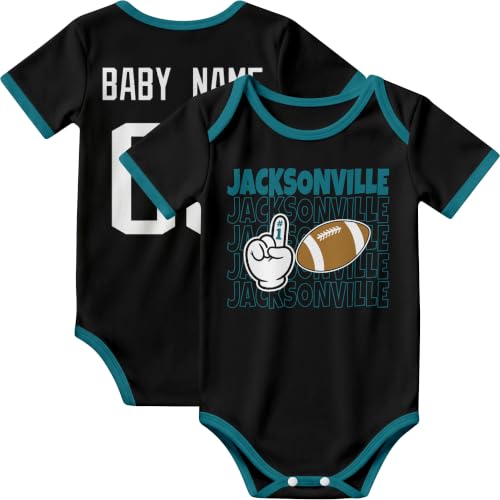 Image of KREDE Baby Clothes Custom Name Bodysuit for Baby Boy Gifts | Short Sleeves Bodysuit with Custom Number Name