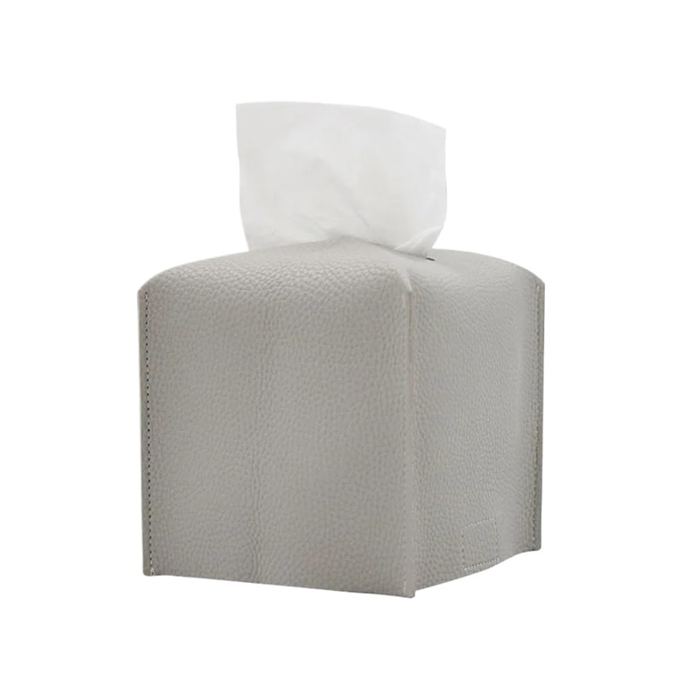 Tissue Box Cover Square Decorative PU Leather Holder Modern Case Facial Paper Organizer Dispenser For Bathroom Countertop(3)