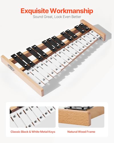 Image of VEVOR Glockenspiel Xylophone, 27 Notes, Professional Xylophone Percussion Instrument, with Metal Keys, Includes 4 Mallets, Carrying Bag, Beginner Musical Instrument for Adults and Kids Music Teaching