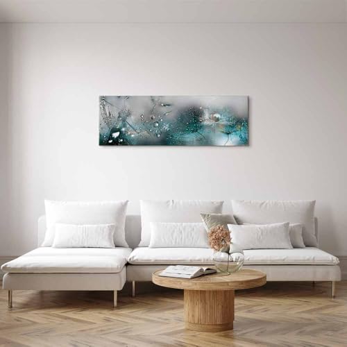 Impression sur toile colorée pissenlits gris eau murando - 2