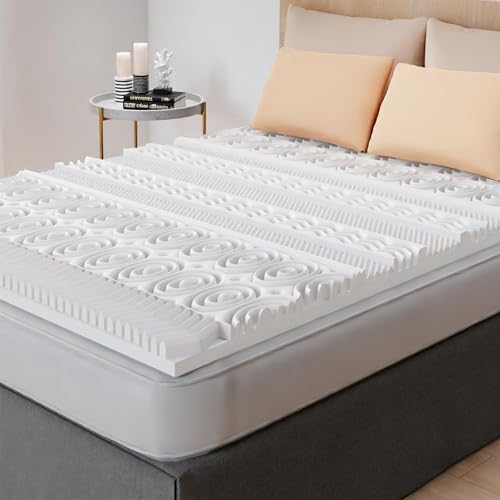 CASABEL Matratzentopper 140 x 190 cm Hochdichter Memory-Schaum - Doppel-Topper - Ergonomische Zonen - für Matratzen, Schlafsofa, BZ