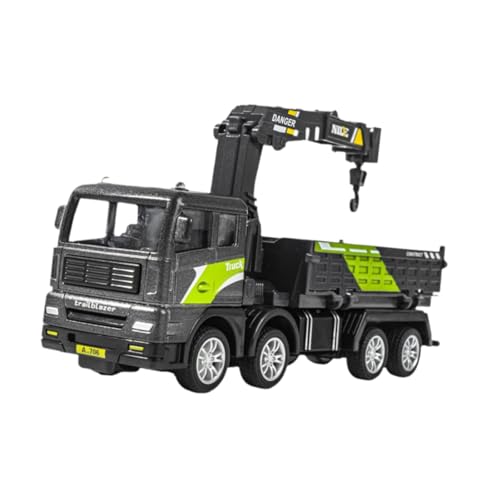 wisoolkic Camión de ingeniería de construcción, Juguete simulación, Juego Educativo Que promueve el Aprendizaje sobre vehículos y Funciones, vehículo construcción, Negro, Verde, Volquete grúa
