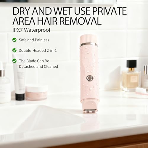 Electric Bikini Trimmer for Women, 2 in 1 USB Rechargable Lady Shaver Dual Head for Wet & Dry Use, IPX7 Waterproof Hair Razor for Face Body Pubic Hair Bikini Legs - Image 2
